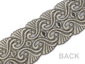 Vyšívaný prýmek šíře 90 mm s lurexem