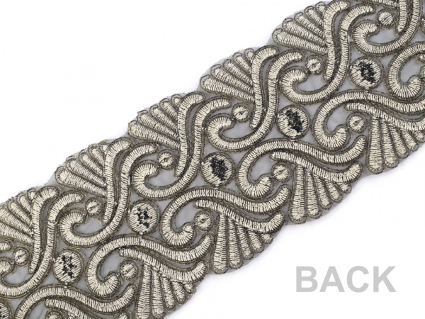 Vyšívaný prýmek šíře 90 mm s lurexem