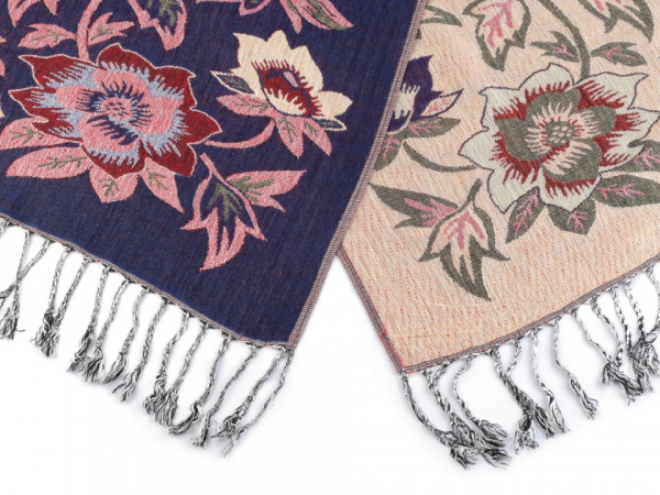Oboustranná šála typu pashmina s třásněmi 70x175 cm