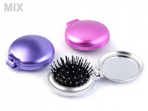 Skládací kartáč na vlasy se zrcátkem Ø6,5 cm