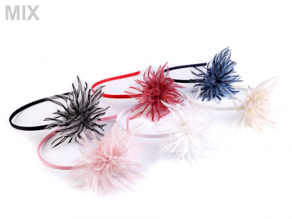 Saténová čelenka do vlasů s květem