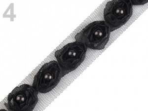 Prýmek / vsadka na tylu šíře 20 mm s perlou