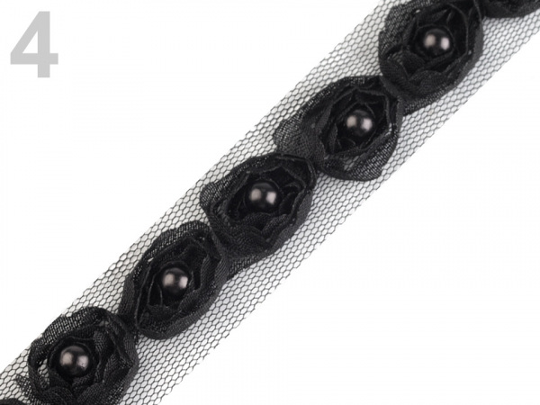 Prýmek / vsadka na tylu šíře 20 mm s perlou