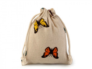 Lněný pytlík s motýly 10x13 cm