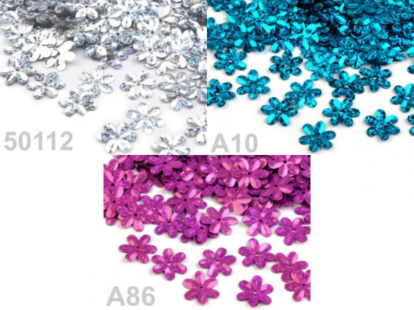 Flitry Ø15 mm květy hologram