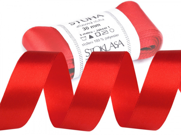 Atlasová stuha svazky po 5 m šíře 30 mm POL