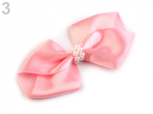 Mašle saténová 35x70 mm s perličkami