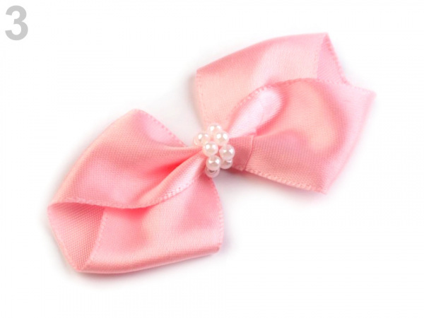 Mašle saténová 35x70 mm s perličkami