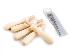 Jehly na plstění s dřevěnou rukojetí