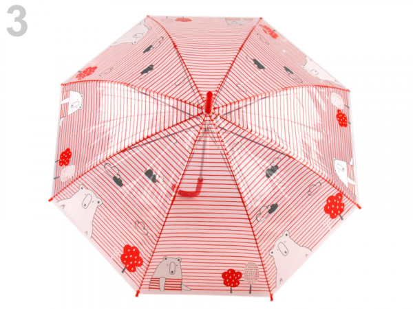 Dětský průhledný vystřelovací deštník s medvědy