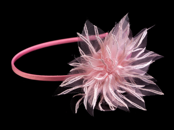 Saténová čelenka do vlasů s květem