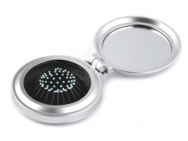 Skládací kartáč na vlasy se zrcátkem Ø6,5 cm