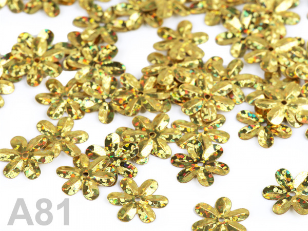 Flitry Ø15 mm květy hologram