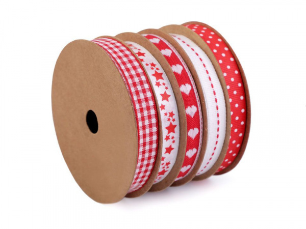 Dekorační stuha mix hvězdy, srdce, káro, puntíky a vločky