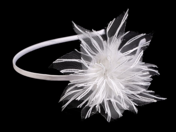 Saténová čelenka do vlasů s květem