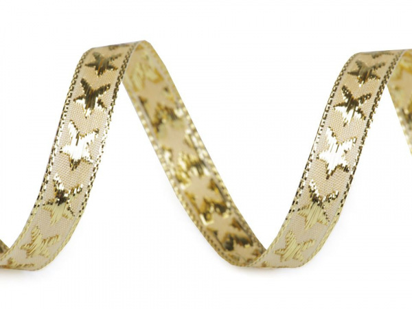 Stuha hvězda s lurexem šíře 10 mm