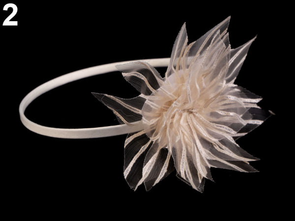 Saténová čelenka do vlasů s květem