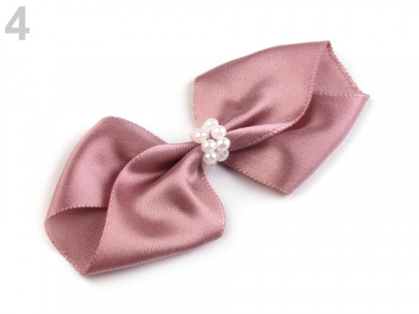 Mašle saténová 35x70 mm s perličkami