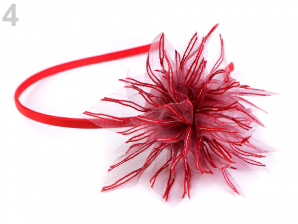 Saténová čelenka do vlasů s květem