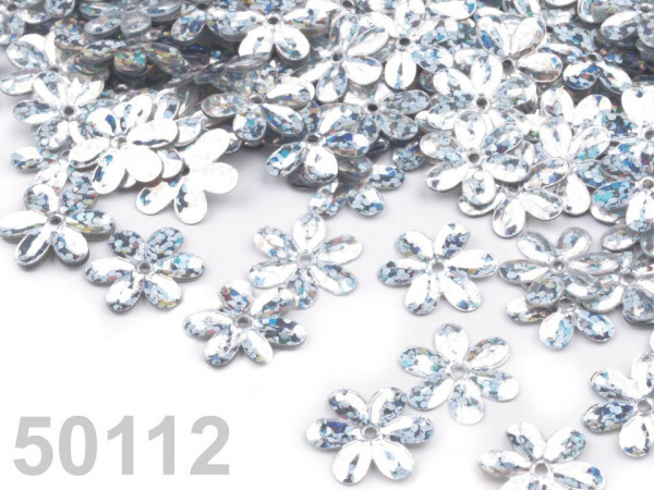 Flitry Ø15 mm květy hologram