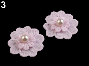 Krajkový květ s perlou Ø40 mm