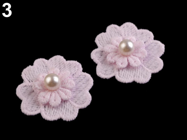 Krajkový květ s perlou Ø40 mm