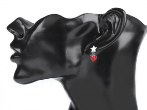 Náušnice z nerezové oceli srdce s broušenými kamínky