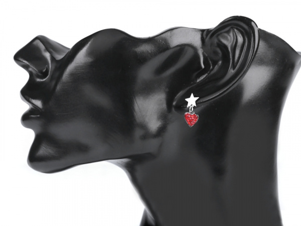 Náušnice z nerezové oceli srdce s broušenými kamínky