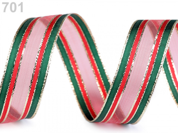 Vánoční lurexová stuha šíře 25 mm