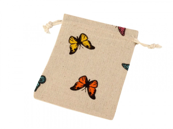 Lněný pytlík s motýly 10x13 cm