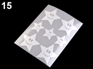 Reflexní nažehlovačky hvězda, květ, srdce, smajlík, auto, pes, ježek, tučňák, ruka 9x12 cm