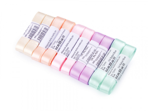 Atlasová stuha svazky po 5 m šíře 12 mm