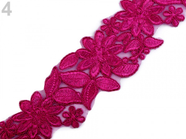 Vyšívaný prýmek / krajka na monofilu šíře 70 mm