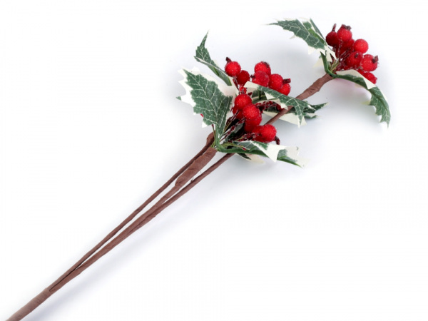 Umělá cesmína ojíněná k aranžování délka 54 cm