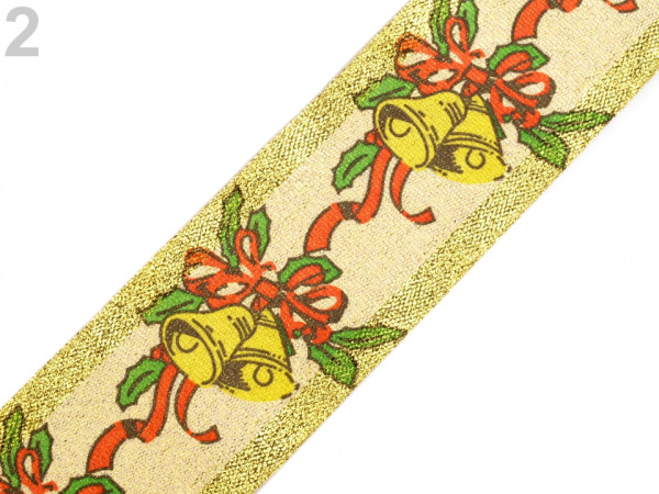 Vánoční stuha s lurexem šíře 40 mm