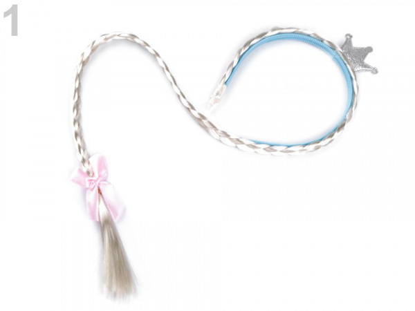 Karnevalová čelenka s copem a korunkou