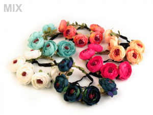 Pružná čelenka do vlasů s květy