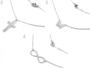 Náhrdelník srdce, křížek, motýl, nekonečno z nerezové oceli