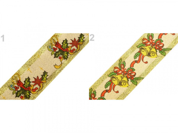 Vánoční stuha s lurexem šíře 40 mm