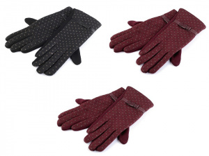 Dámské úpletové rukavice puntíkované