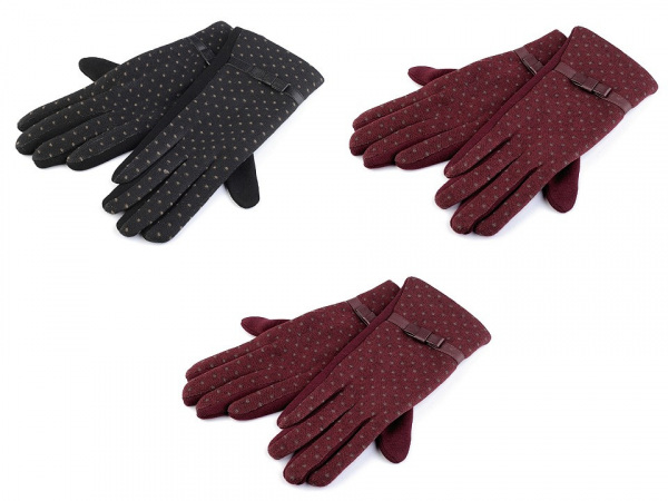 Dámské úpletové rukavice puntíkované