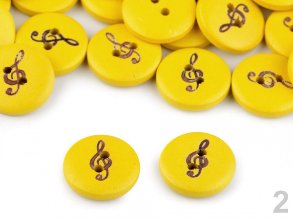 Dřevěný knoflík houslový klíč velikost 28"