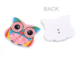 Dřevěný dekorační knoflík sova