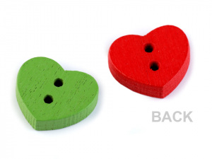 Dřevěný dekorační knoflík - srdce, hvězda, květ