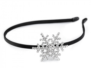 Saténová čelenka s vločkou z broušených kamínků