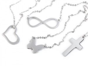 Náhrdelník srdce, křížek, motýl, nekonečno z nerezové oceli