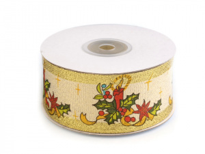 Vánoční stuha s lurexem šíře 40 mm