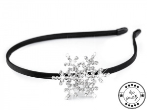Saténová čelenka s vločkou z broušených kamínků