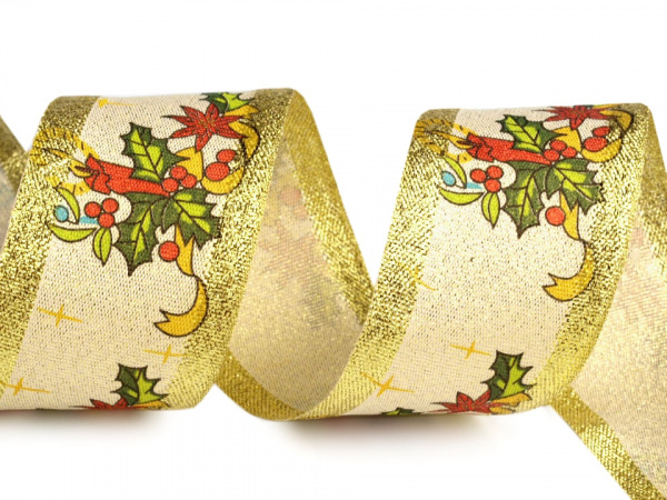 Vánoční stuha s lurexem šíře 40 mm