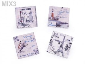 Dřevěný dekorační knoflík poštovní známka